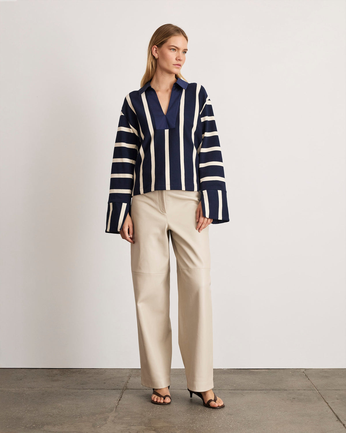Whitney Top in Maritime Blue & Cream Wide Stripe
