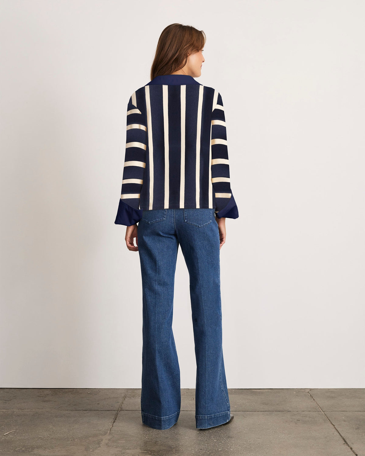 Whitney Top in Maritime Blue & Cream Wide Stripe