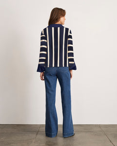 Whitney Top in Maritime Blue & Cream Wide Stripe