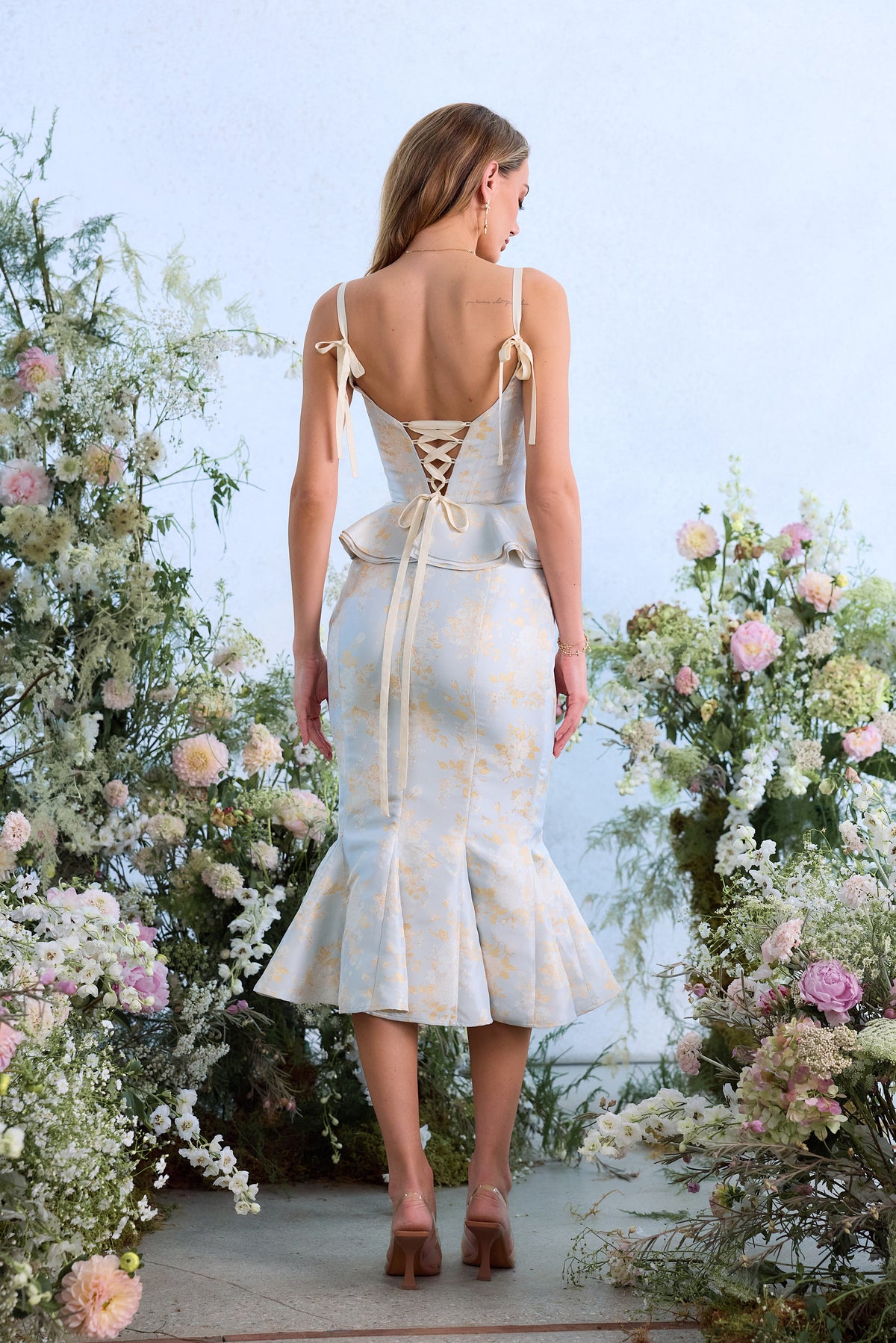 The Willa Dress in Sky Windsor Brocade
