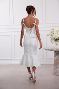 The Willa Dress in White Windsor Brocade
