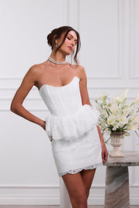 The Winnie Dress in White Chantilly Lace