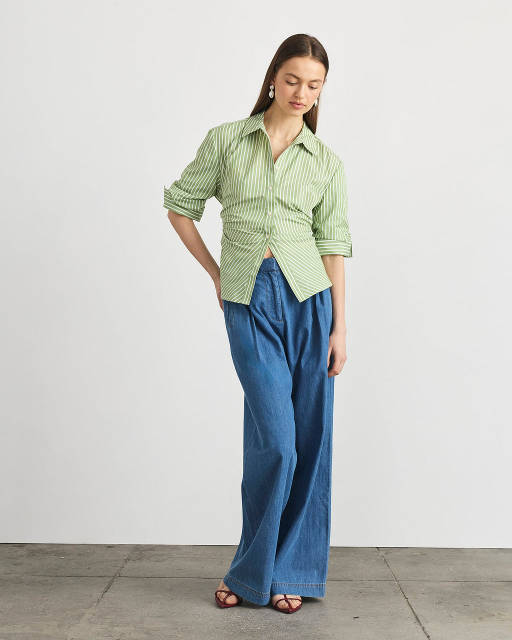 Winslet Top in Asparagus & Optic White