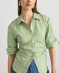 Winslet Top in Asparagus & Optic White