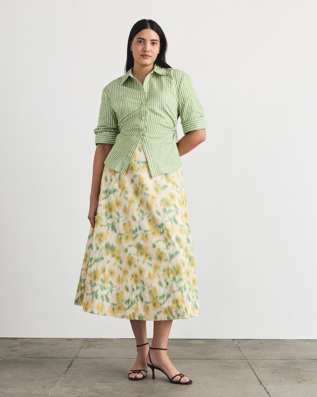 Winslet Top in Asparagus & Optic White
