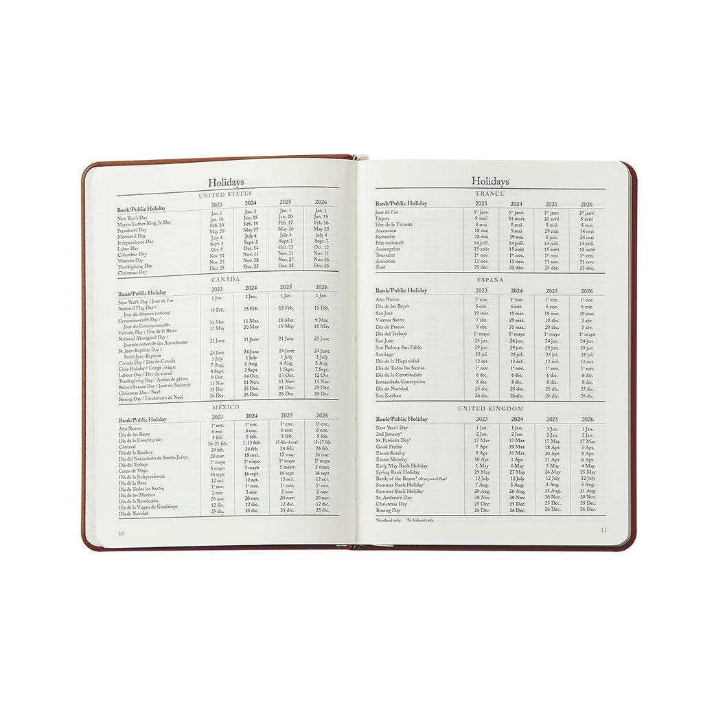 2026 Weekly Notebook in Wine Pebble Grain Leather