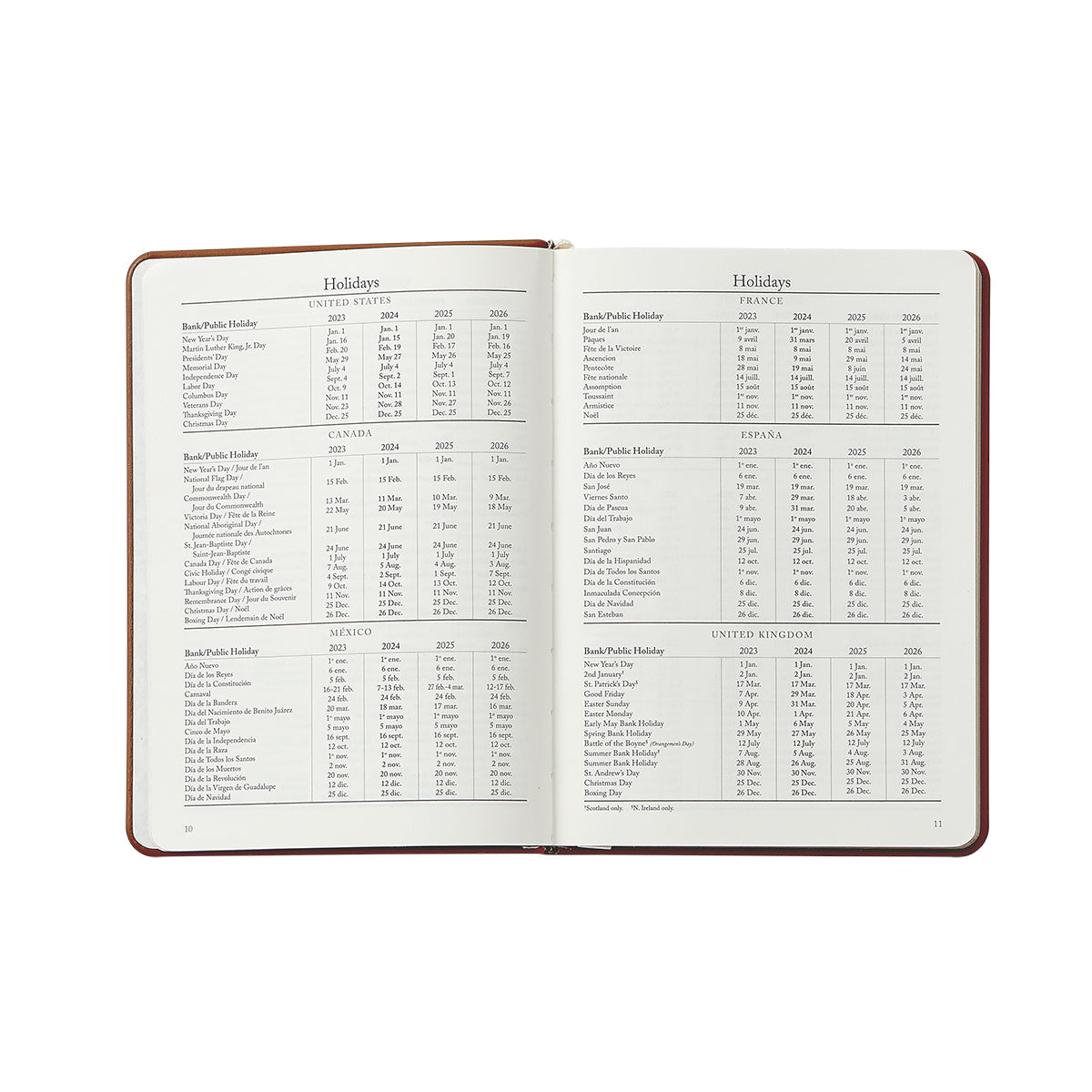2026 Weekly Notebook in Blue Pebble Grain Leather