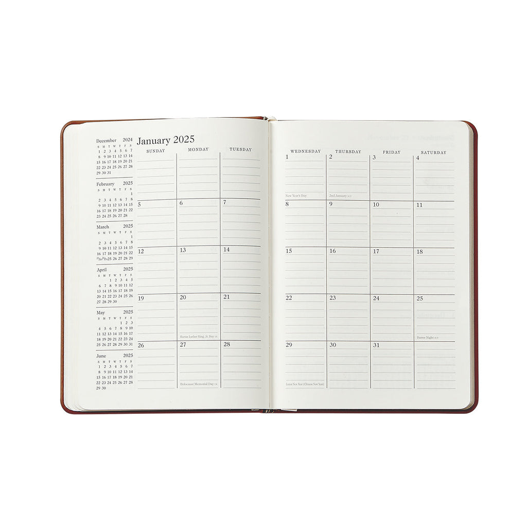 2026 Weekly Notebook in Wine Pebble Grain Leather