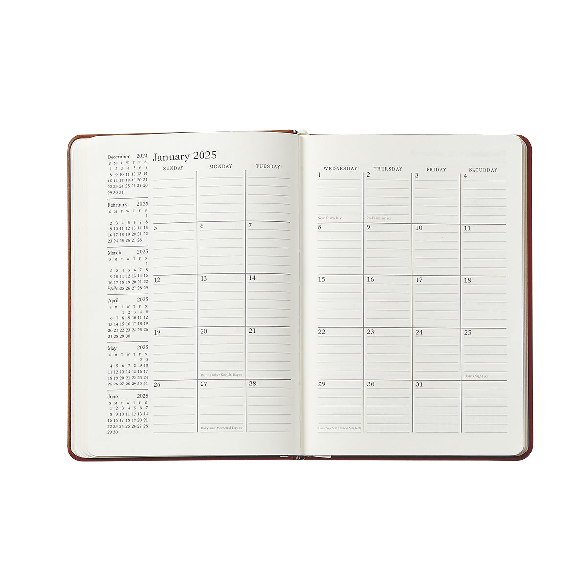 2026 Weekly Notebook in Blue Pebble Grain Leather