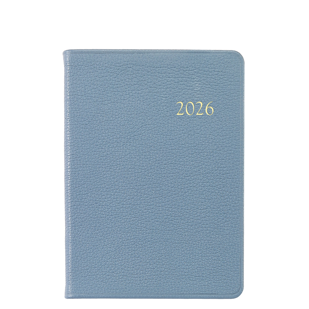 2026 Weekly Notebook in Blue Pebble Grain Leather