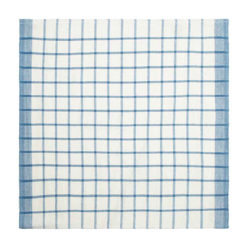 Windowpane Napkins in Blue & Natural, Set of 4