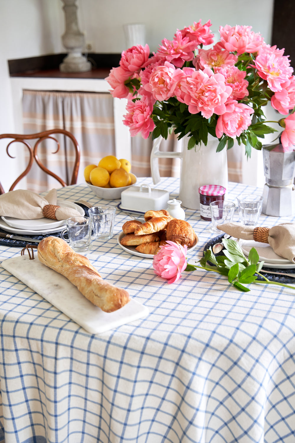 Windowpane 60x90 Tablecloth in Blue & Natural