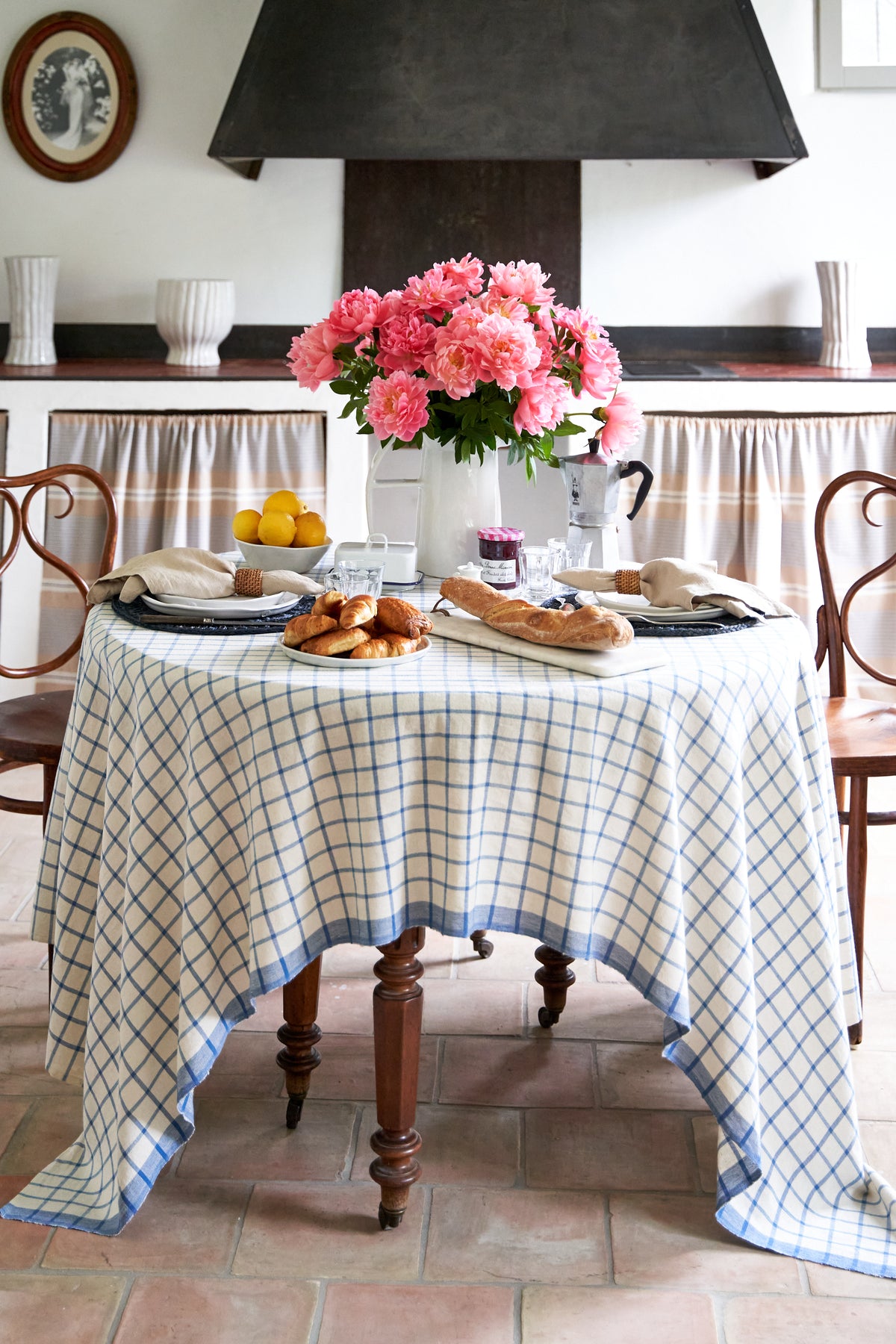 Windowpane 60x60 Tablecloth in Blue & Natural