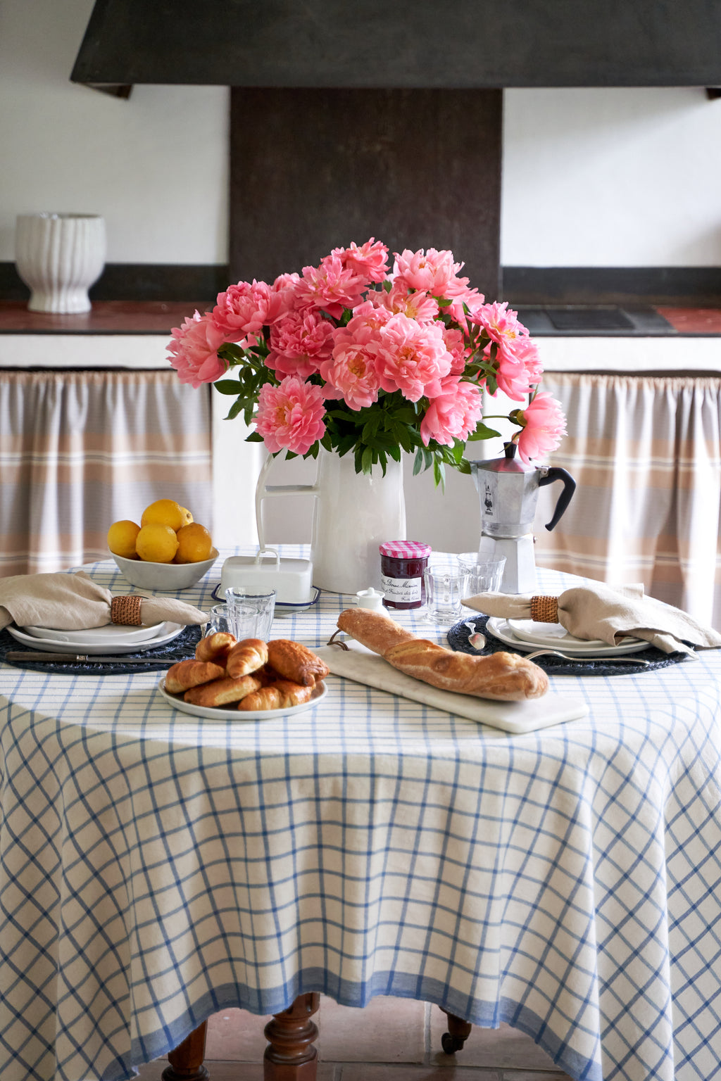 Windowpane 60x60 Tablecloth in Blue & Natural
