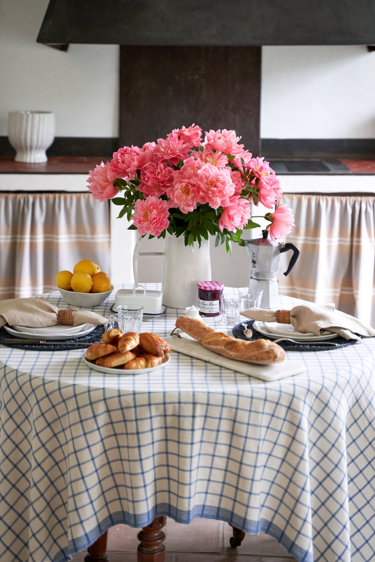 Windowpane 60x90 Tablecloth in Blue & Natural