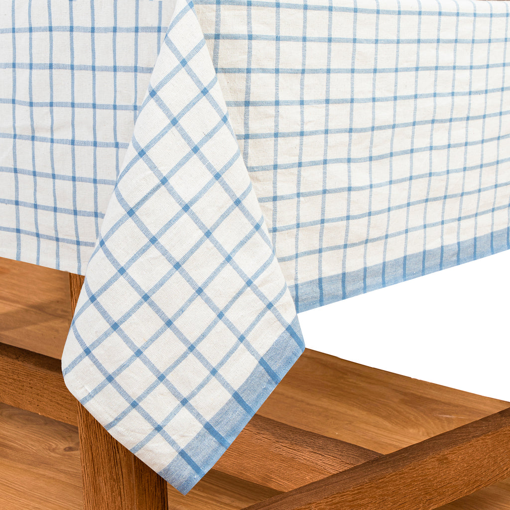 Windowpane 60x60 Tablecloth in Blue & Natural
