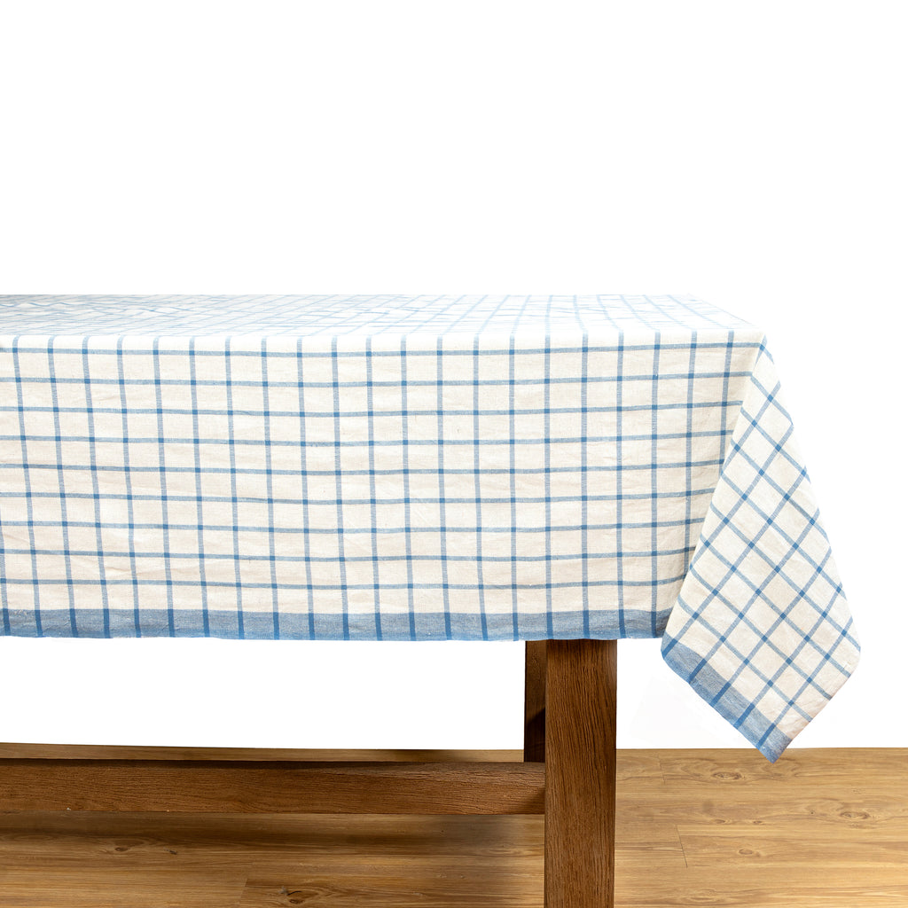 Windowpane 60x60 Tablecloth in Blue & Natural