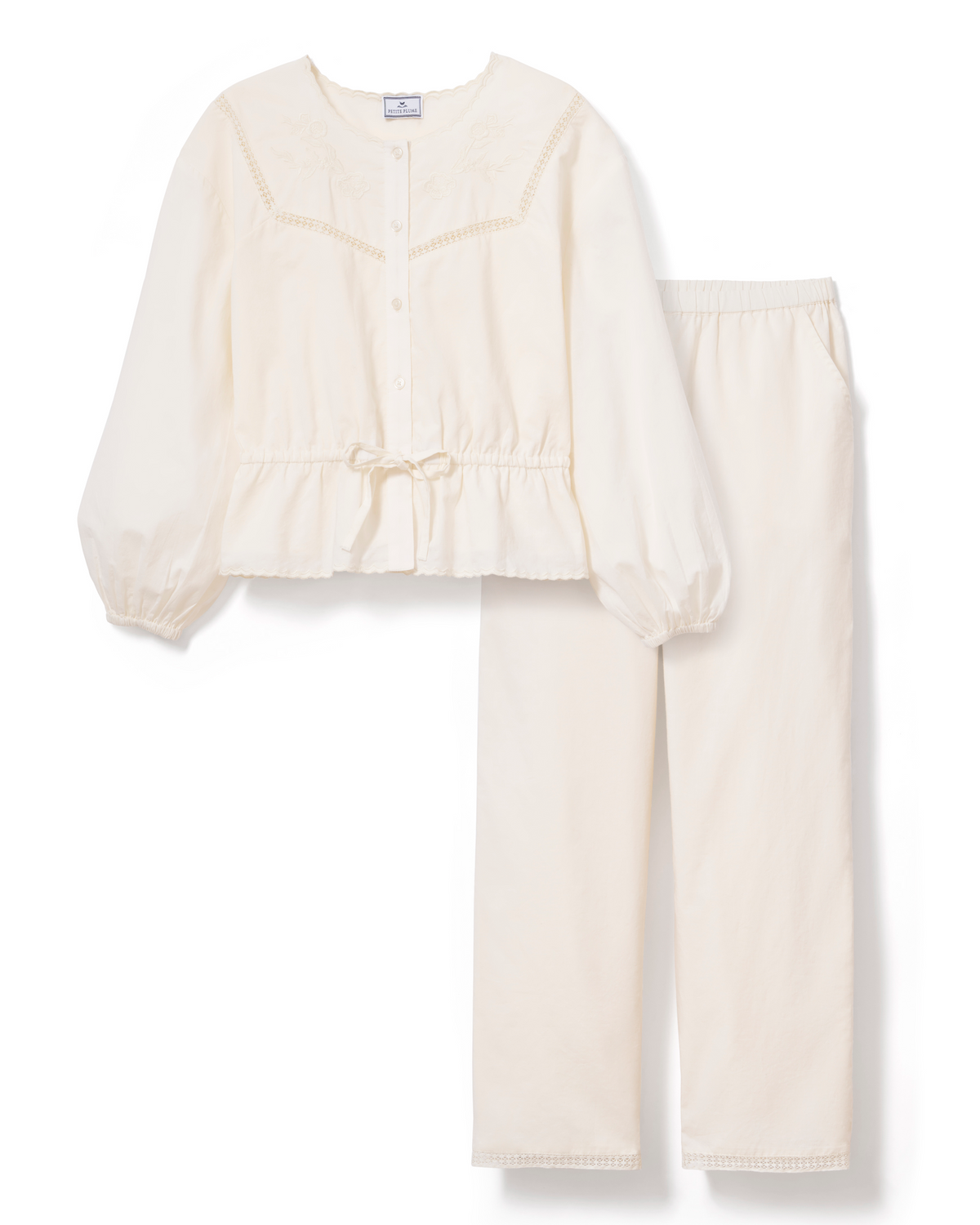Women's Voile Marguerite Pajama Set in Ivory