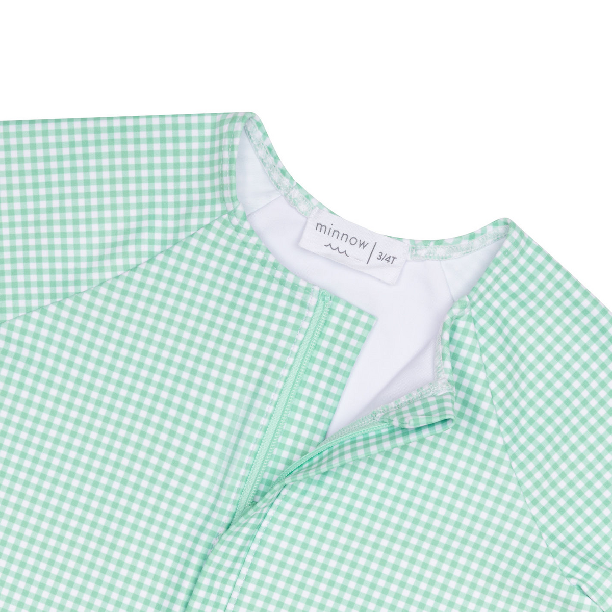 Girl’s Gustavia Gingham Front Zip Rashguard One Piece