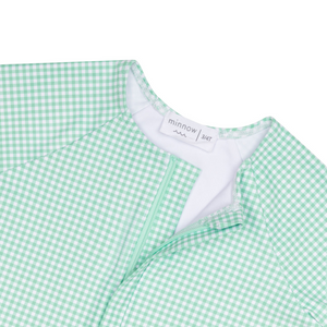 Girl’s Gustavia Gingham Front Zip Rashguard One Piece