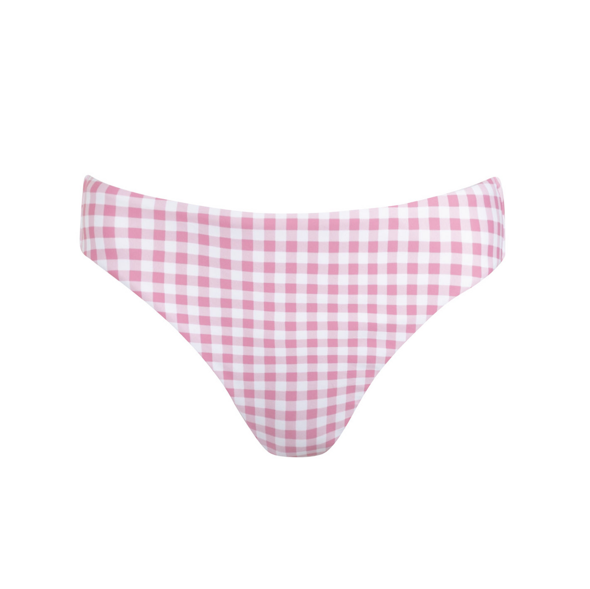 Women’s Blush Gingham Mid Rise Bikini Bottom