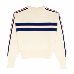Women’s Navy and Red Stripe Cropped Knit Sweater