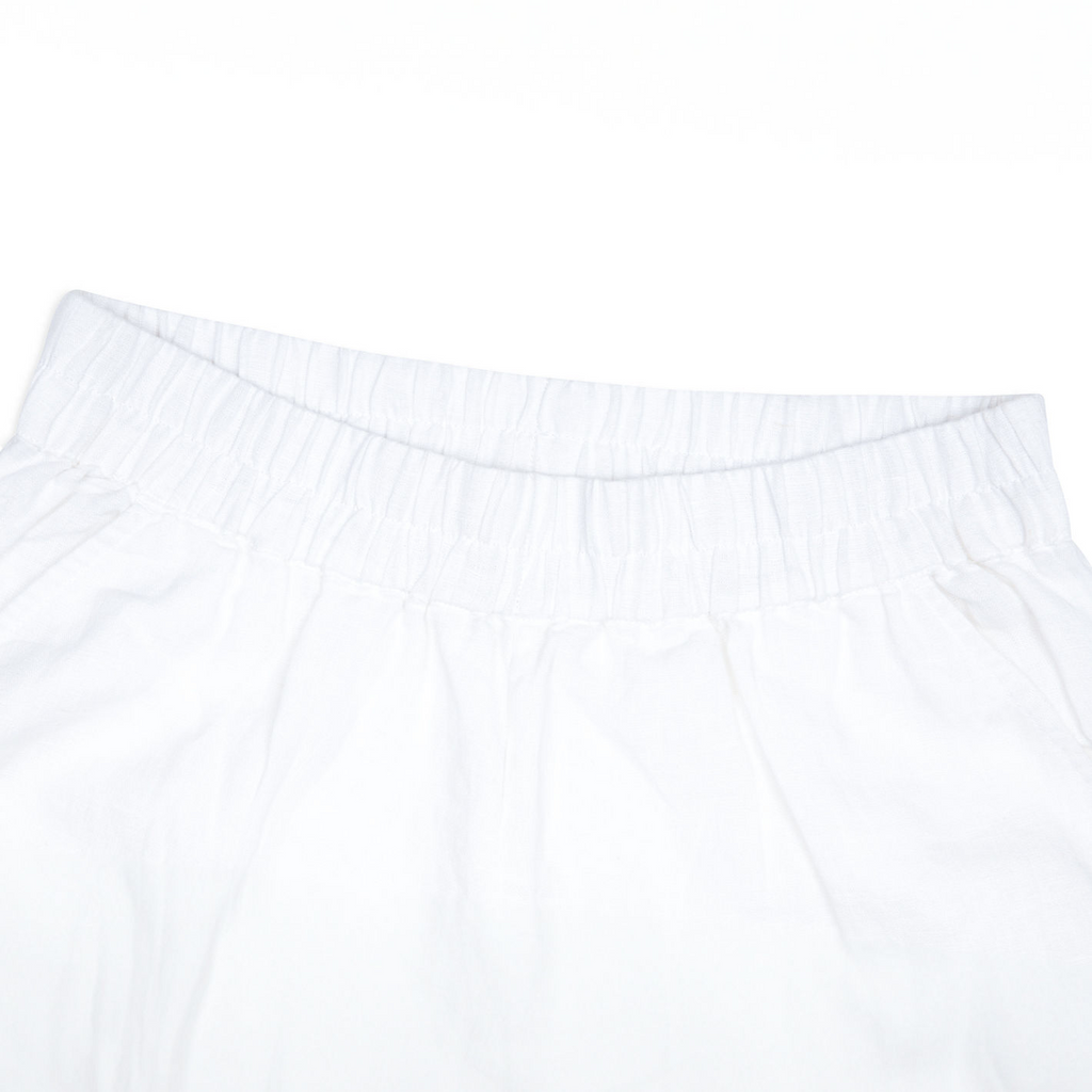 Women’s White Scalloped Linen Beach Pant