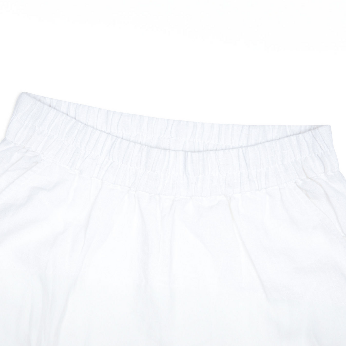 Women’s White Scalloped Linen Beach Pant