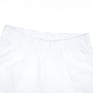 Women’s White Scalloped Linen Beach Pant