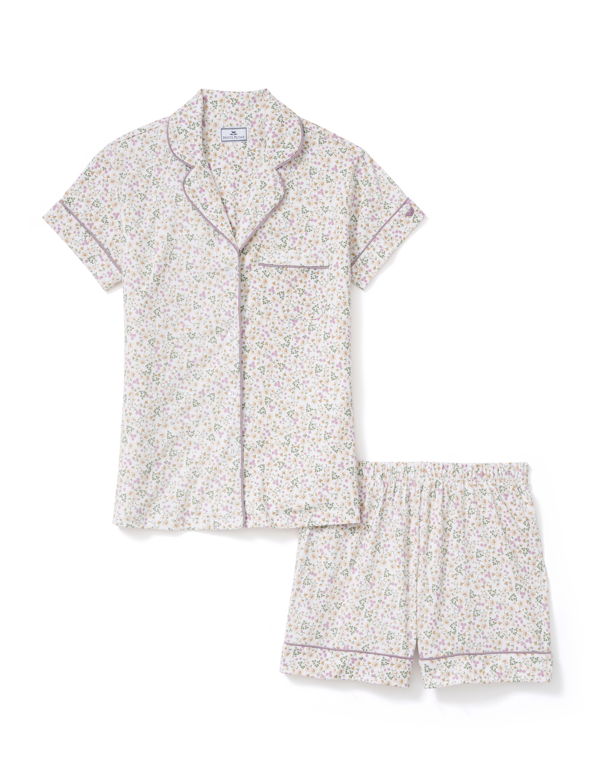 Women's Pima Short Sleeve Short Set in Meadow Bloom