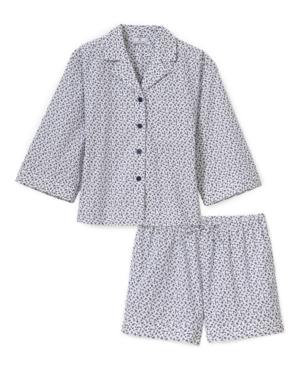 The Olivia Poplin Short Set in Ditsy Waltz White