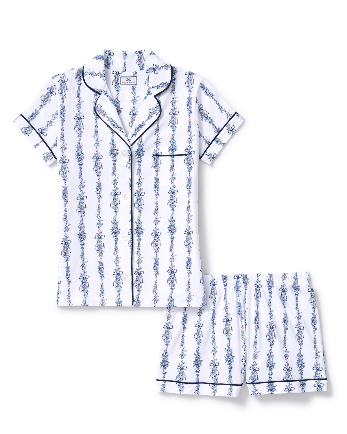 Women’s Poppy Lightweight Pima Short Set in Navy Mayfair Toile