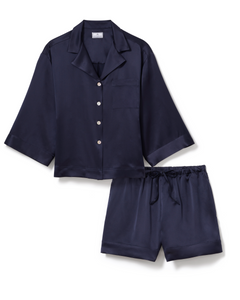 The Olivia Silk Short Set in Navy