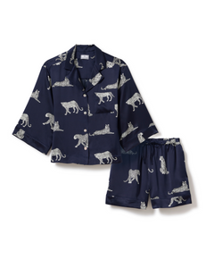 The Olivia Silk Short Set in Panthere de Nuit