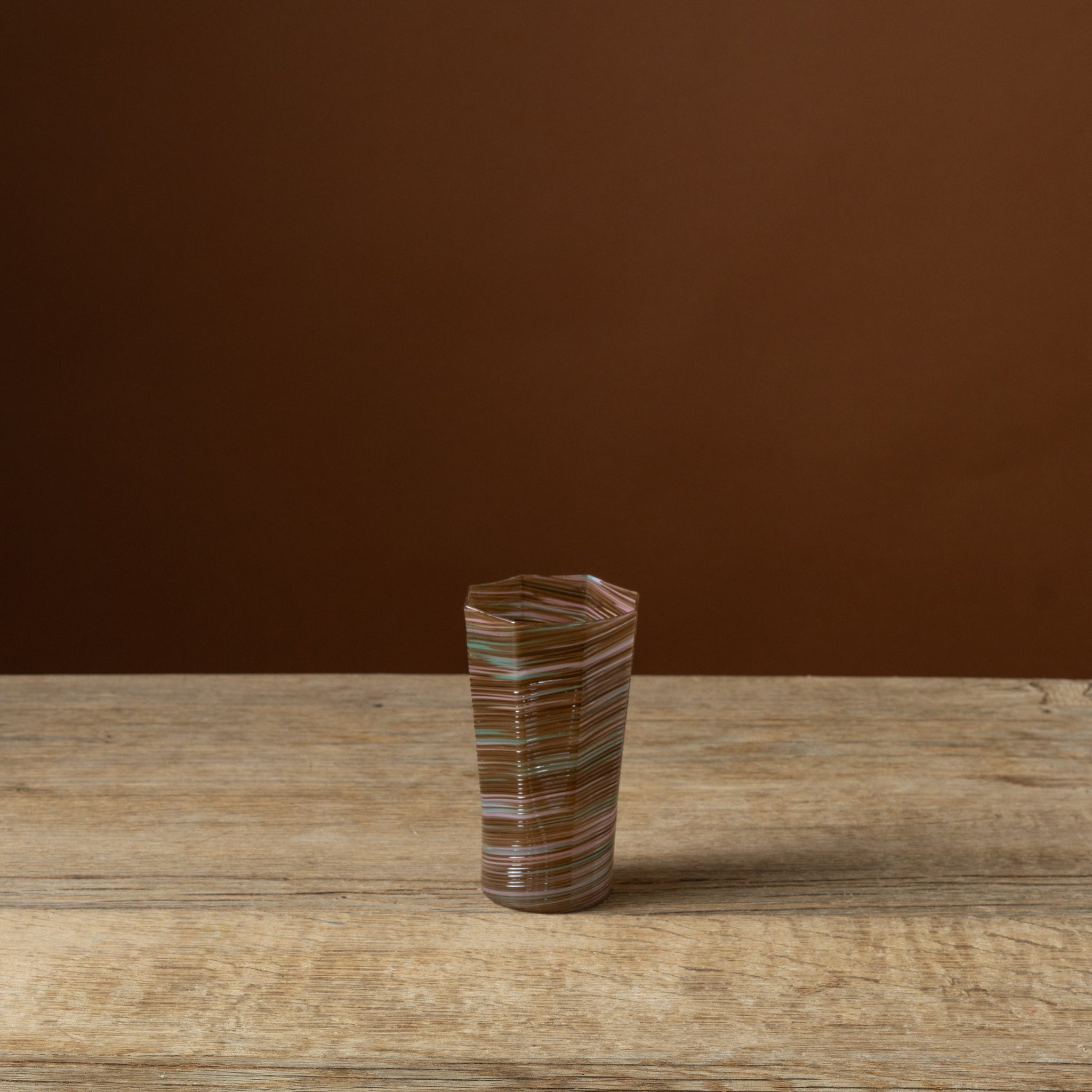 Brown Mix Octagonal Tall Glass