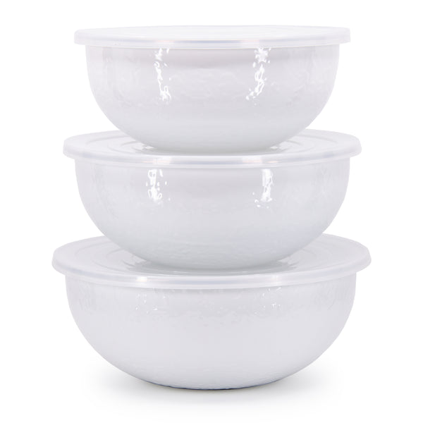 Golden Rabbit Mixing Bowls in Solid White