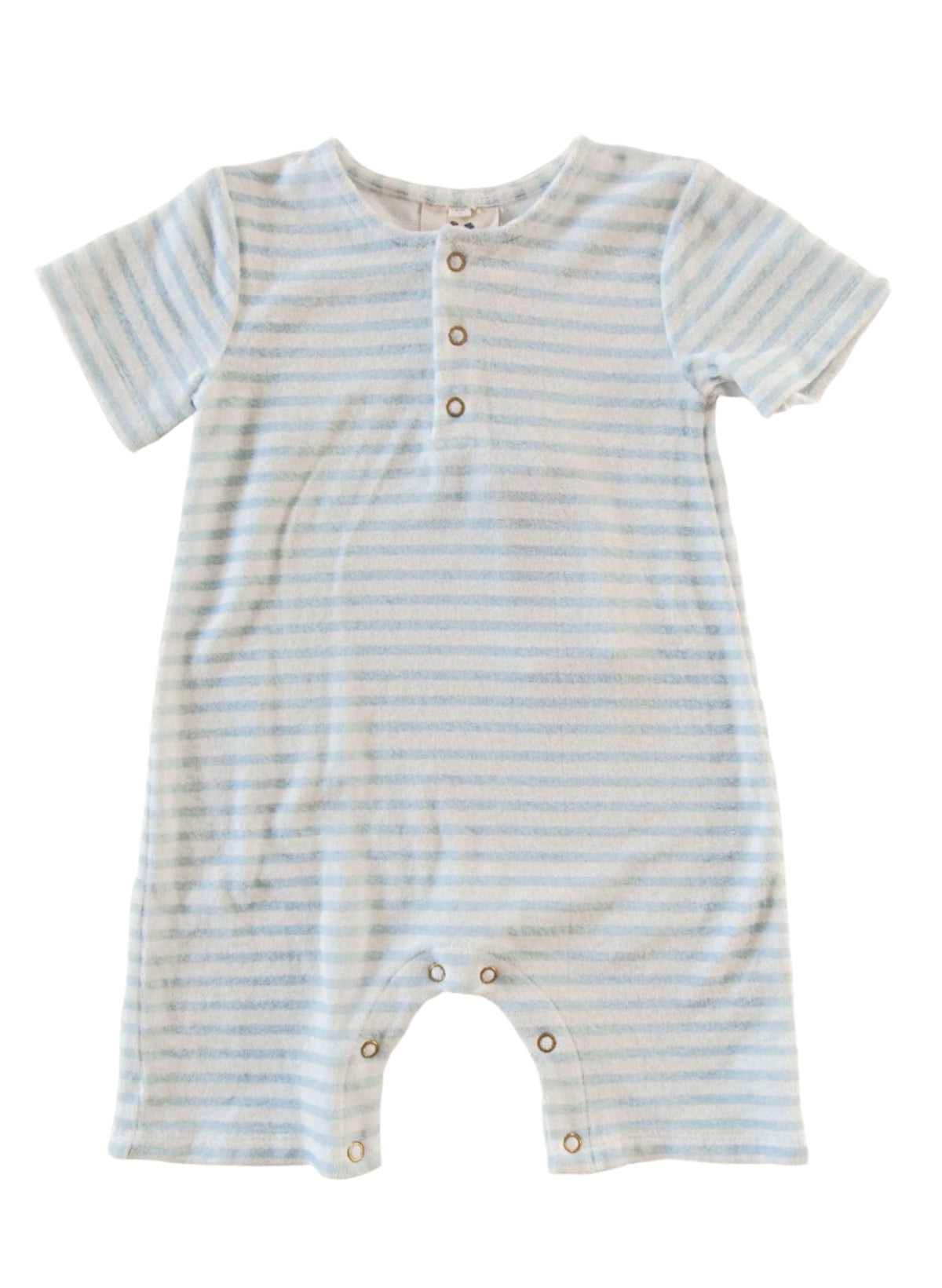Walker Terry Romper in Blue & White Stripe