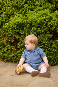 little english classic children's clothing, baby boys stormy blue corduroy bubble with collar and buttons at chest for fall 