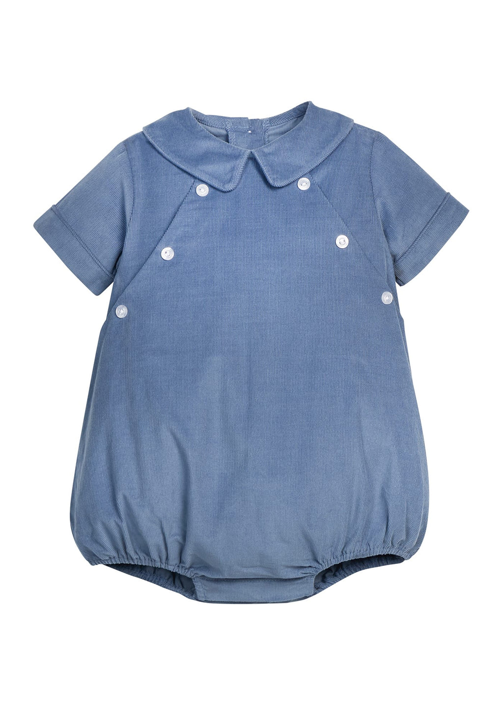 little english classic children's clothing, baby boys stormy blue corduroy bubble with collar and buttons at chest for fall 