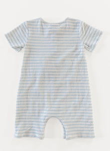 Walker Terry Romper in Blue & White Stripe