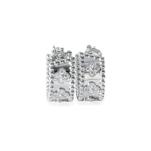 Van Cleef & Arpels White Gold Diamond Perlee Clovers Hoop Earrings