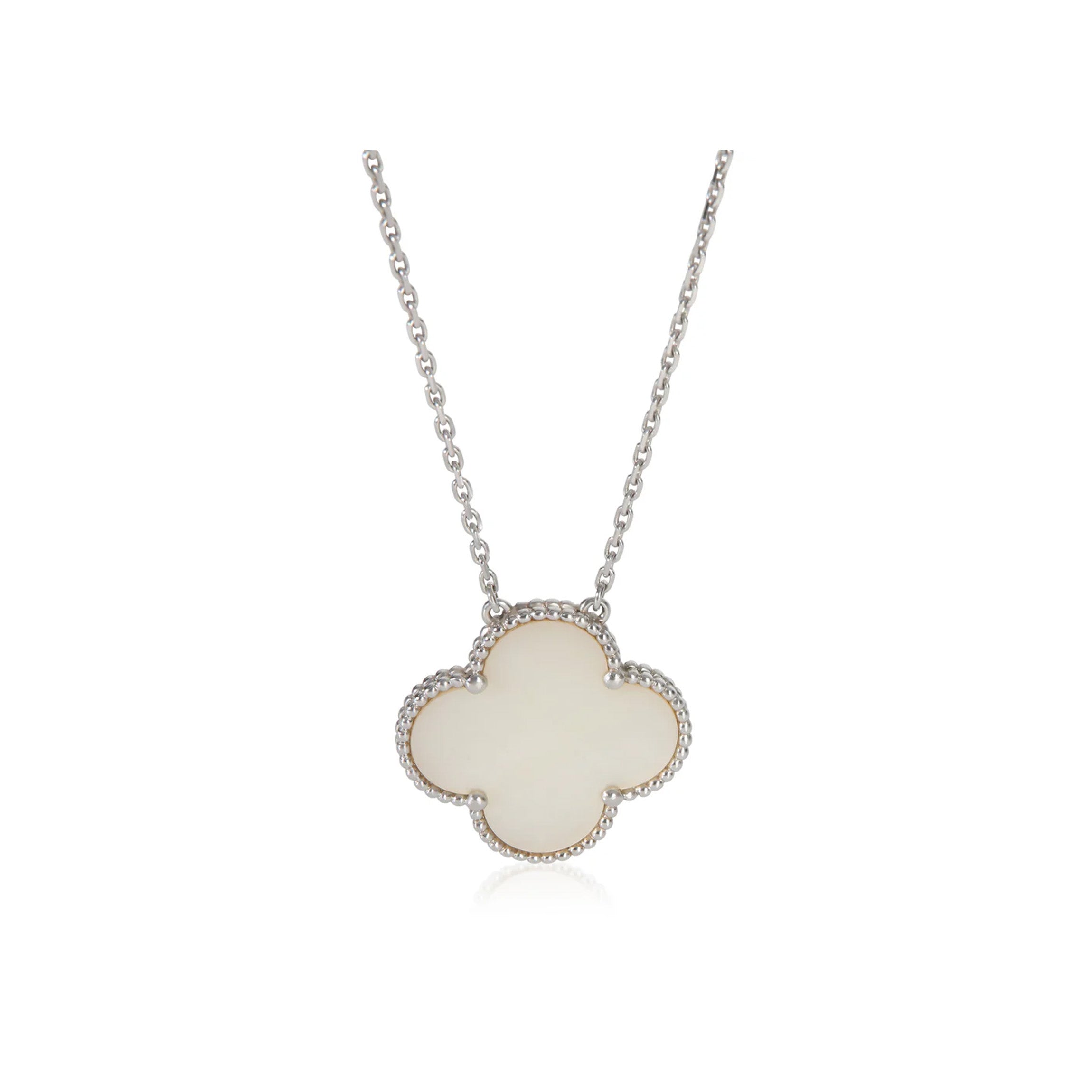 Van Cleef & Arpels White Gold Mother Of Pearl Magic Alhambra Pendant