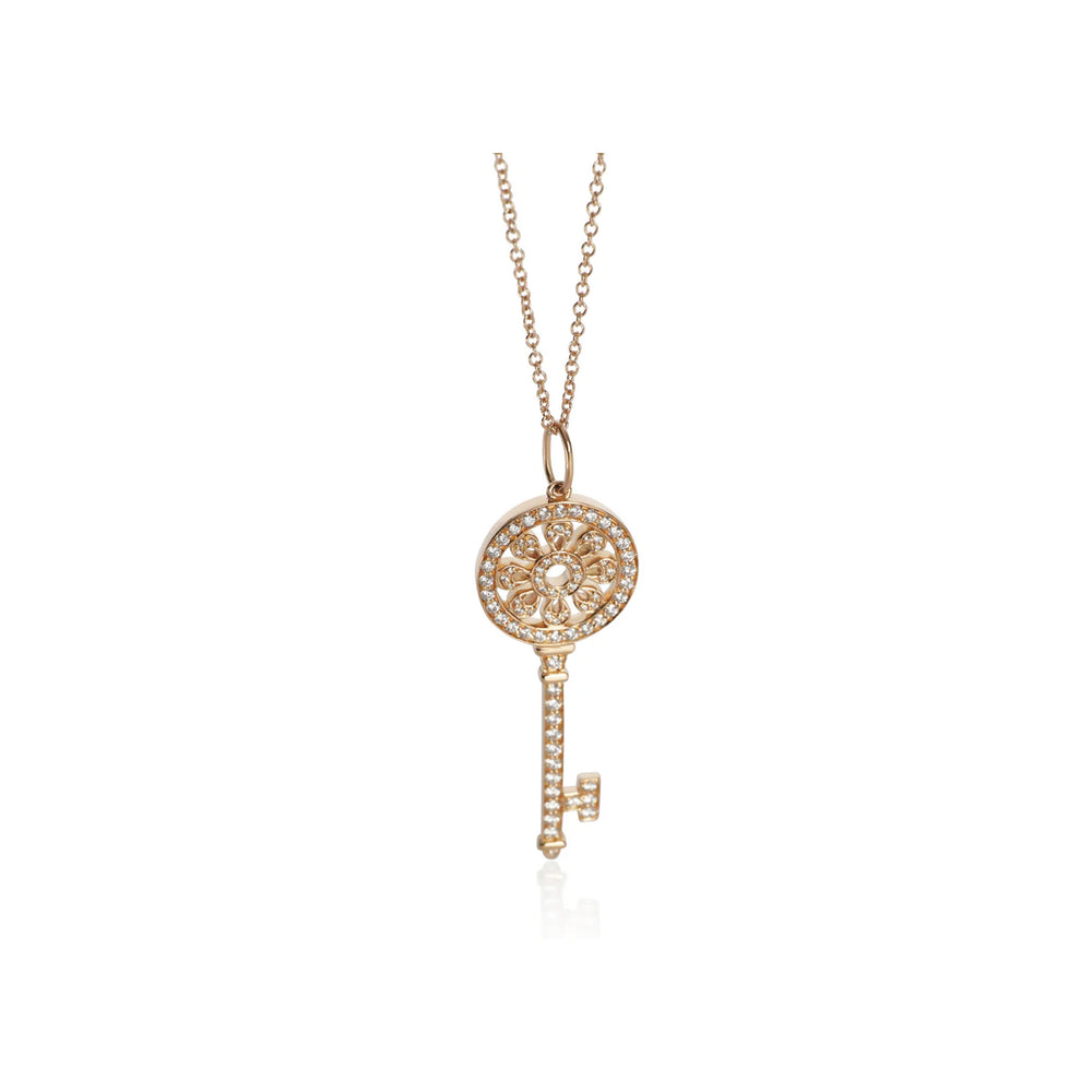 Tiffany & Co. Rose Gold Diamond Medium Model Petals Key Pendant