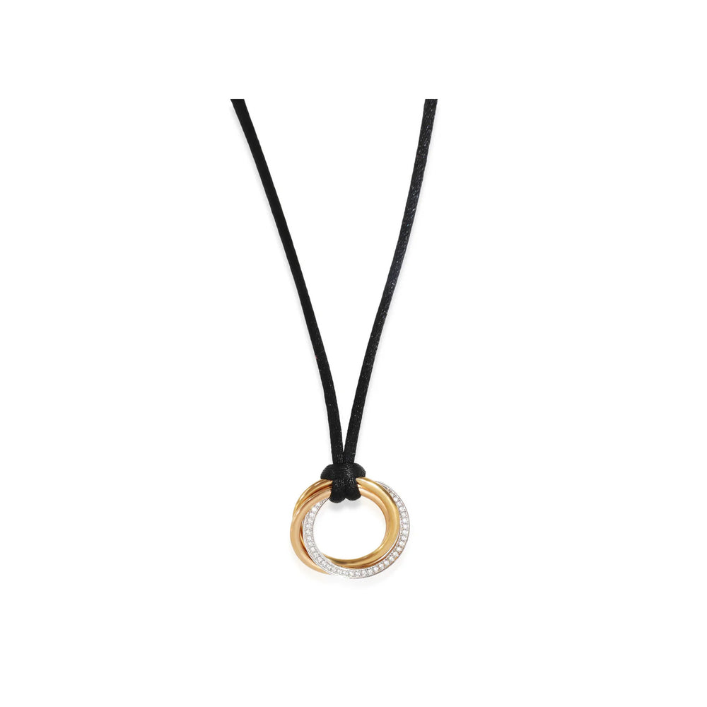 Cartier 3-Tone Gold Diamond Medium Model Trinity Necklace