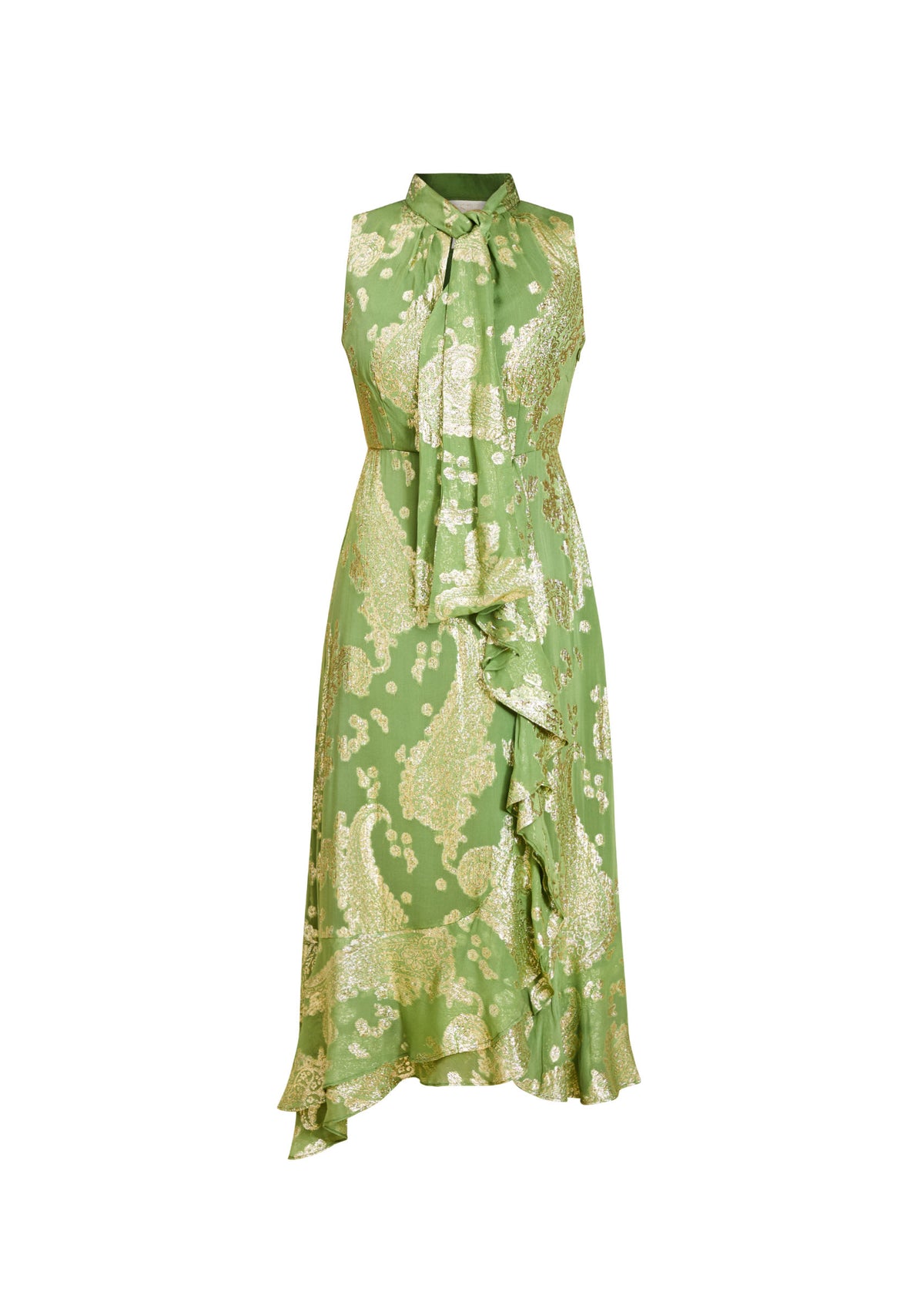 Waverly Midi Dress in Evergreen Metallic
