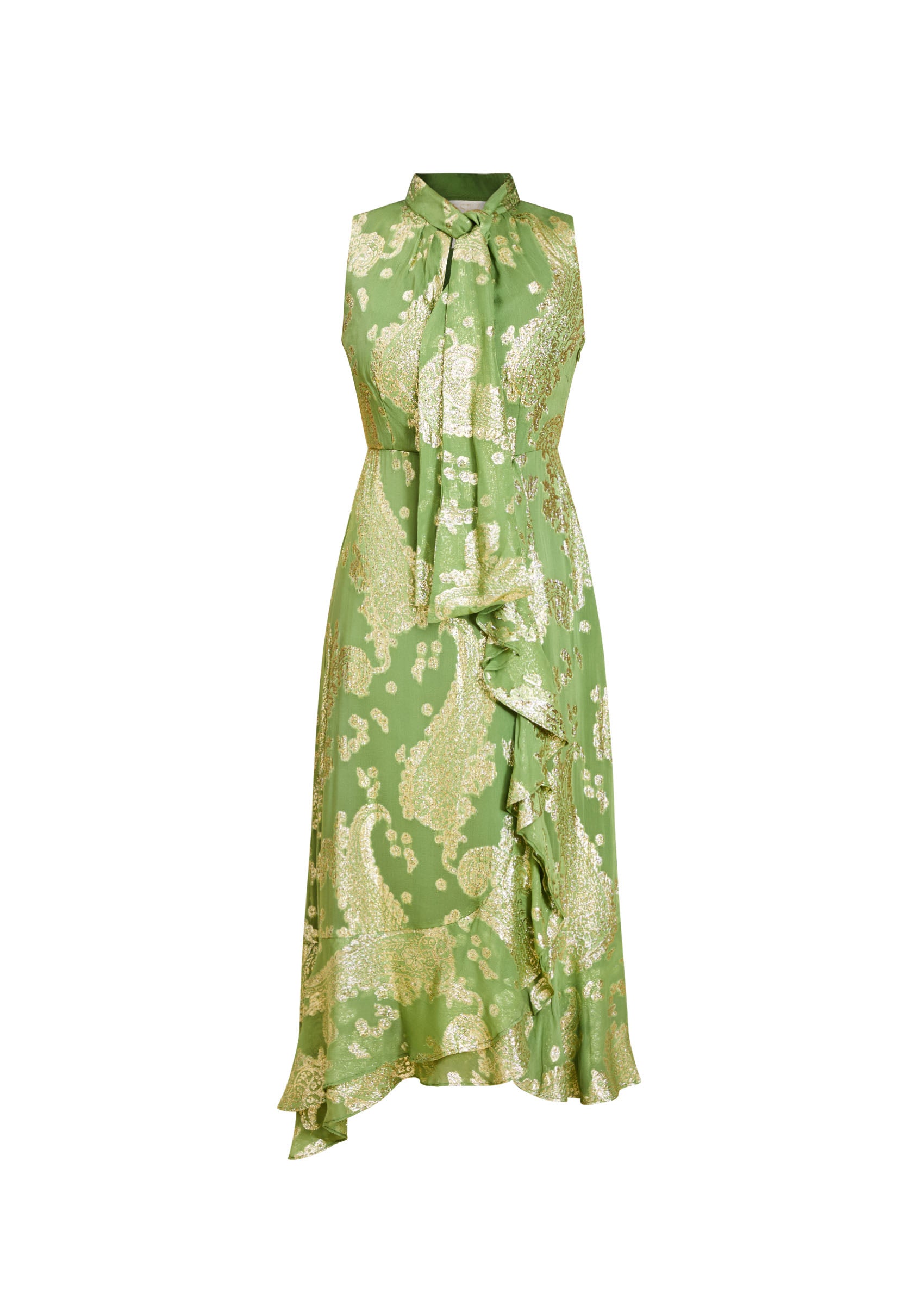 Waverly Midi Dress in Evergreen Metallic