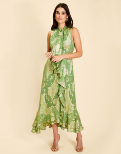 Waverly Midi Dress in Evergreen Metallic