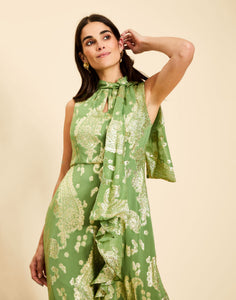 Waverly Midi Dress in Evergreen Metallic