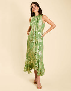 Waverly Midi Dress in Evergreen Metallic