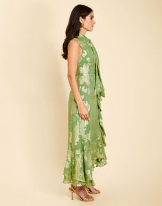 Waverly Midi Dress in Evergreen Metallic